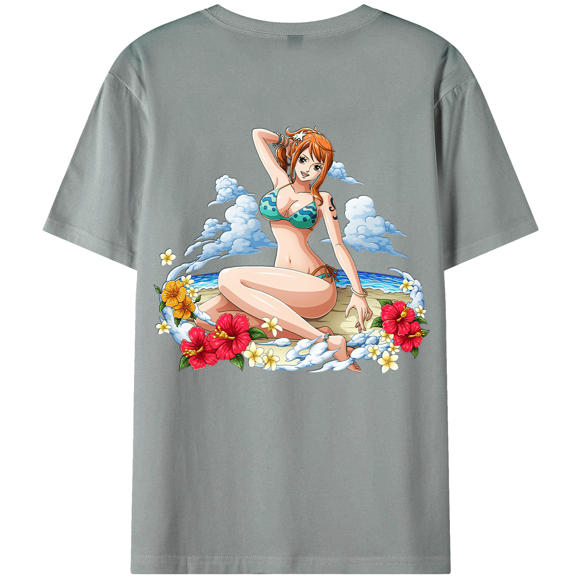 （画像用） ワンピース ナミ ONE PIECE Nami 綿100％ メンズ半袖Tシャツ（バックプリント） 通気性